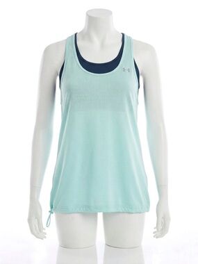 Under Armour Mint & Navy Layered Mesh Athletic Tank Built In Bra Medium Yoga Run